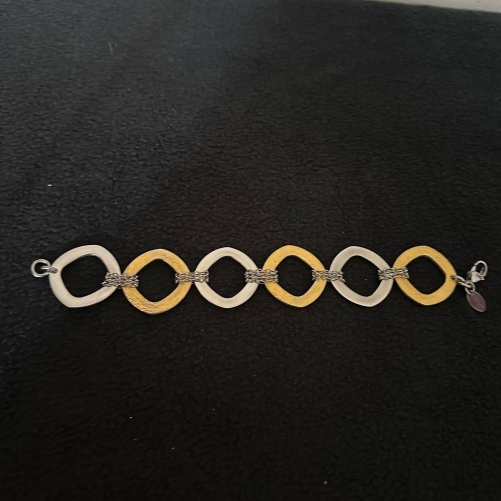 Stainless and Goldtone Open Circles Bracelet QVC